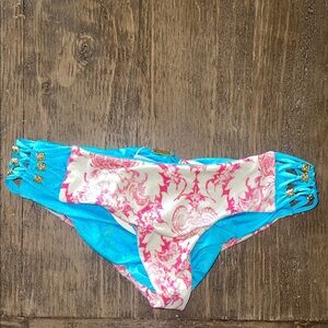 Beach Bunny Reversible Blue and Pink Bikini Bottom